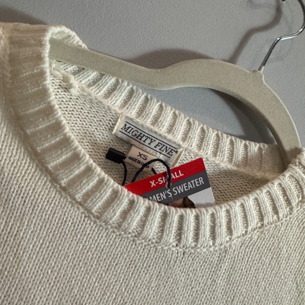 Mighty Fine Cream Crewneck Sweater with Flag Knit - Picture 3 of 5